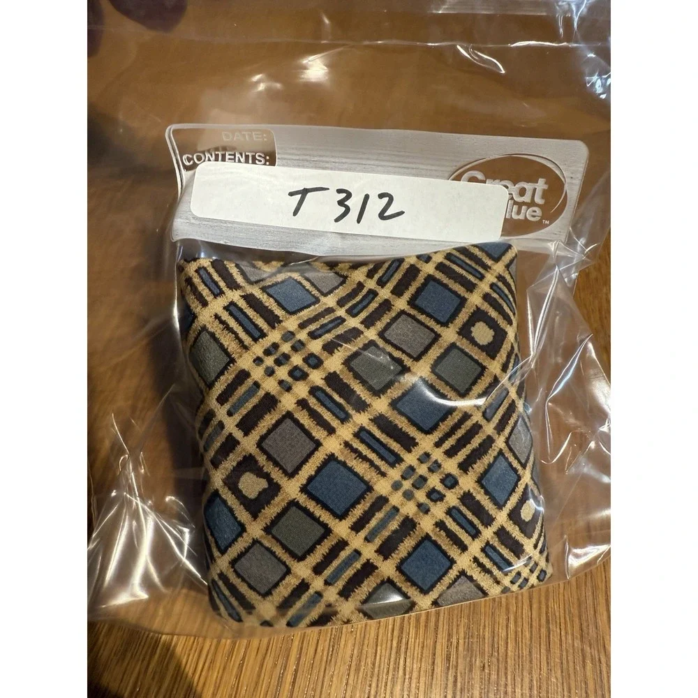 Brooks Brothers Makers Tie Silk USA Vintage Geometric Plaid Blue Tan 3.5